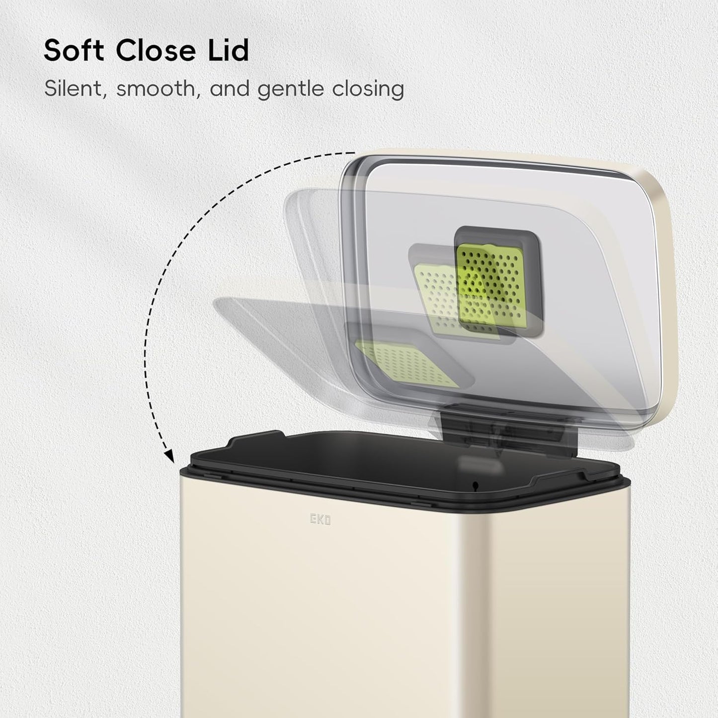 EKO Madison Vanilla Stainless Steel 50 Liter/13.2 Gallon Step Trash Can with Inner Liner - Fingerprint Resistant Finish