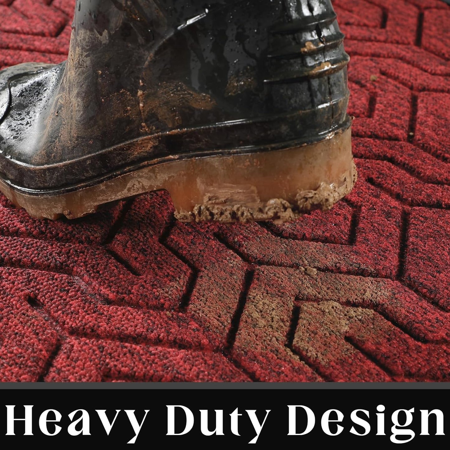 Yimobra 72x24 Indoor Outdoor Runner Rug, Heavy-Duty Waterproof Entrance Mat for High Traffic Areas, Commercial Grade Welcome Door Mat, Easy Clean, Black Red