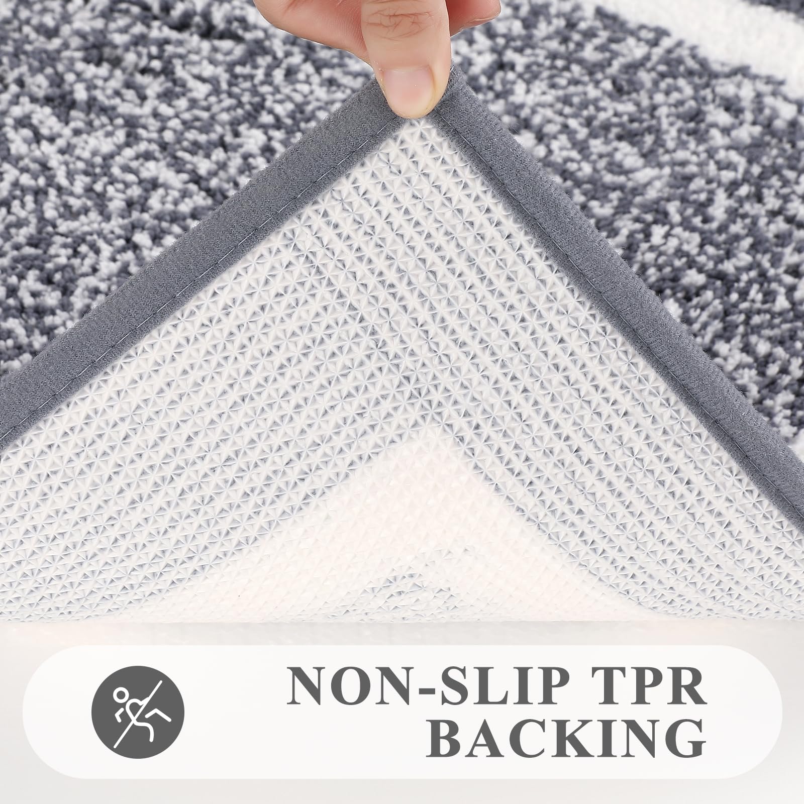 Pauwer Bathroom Rugs 3 Piece Set, Non Slip Washable Bath Mat, Dark Grey