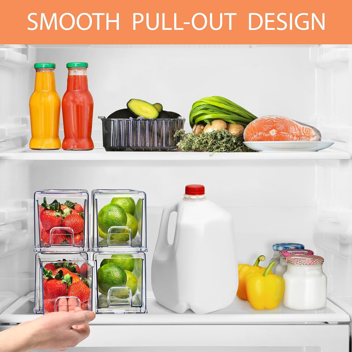 Sorbus Small Clear Storage Drawers (4 Pack) – Acrylic Stackable Storage Bins with Pull-Out Drawers for Fridge, Kitchen, Pantry – Organizer Bins with Handles