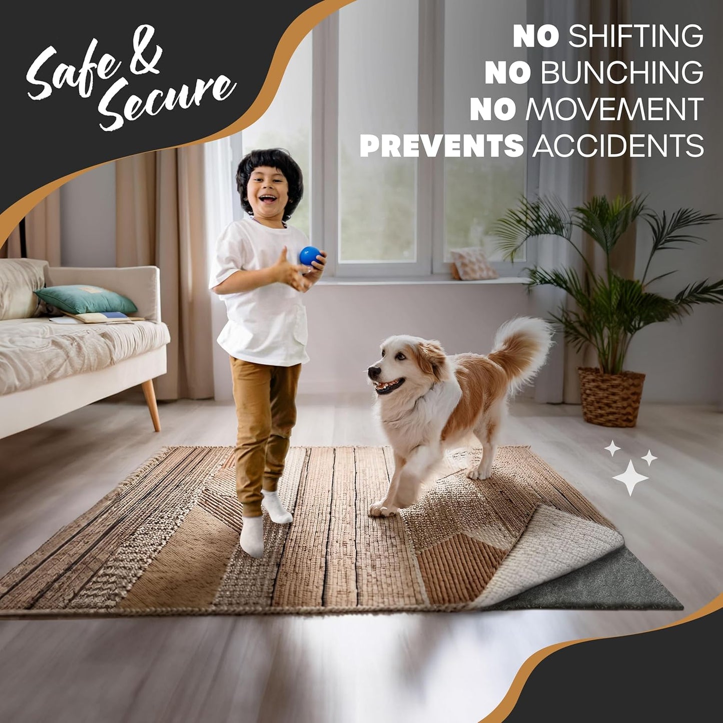 Nevlers 3x5 Rug Pad Non Slip Rug Stoppers to Prevent Sliding | Rug Grippers for Area Rugs on Hardwood Floors & Hard Surfaces | 1/4" Thick Dual Layer Felt & Rubber No Slip Rug Grip Pad & Carpet Gripper