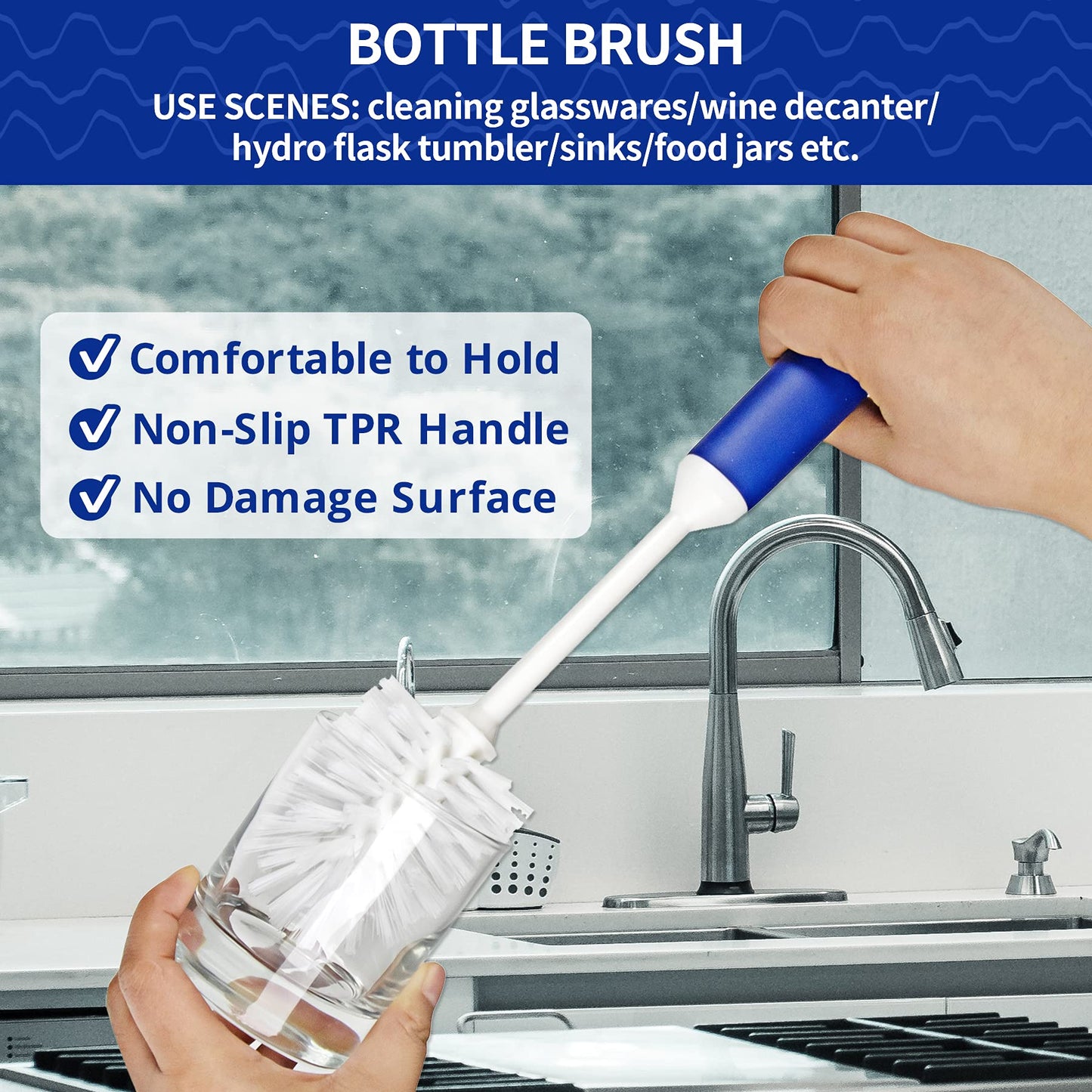 CELOX Kitchen Scrub Brush Set with Ergonomic Handle, Deep Cleaning Brushes, Include Dish Brush