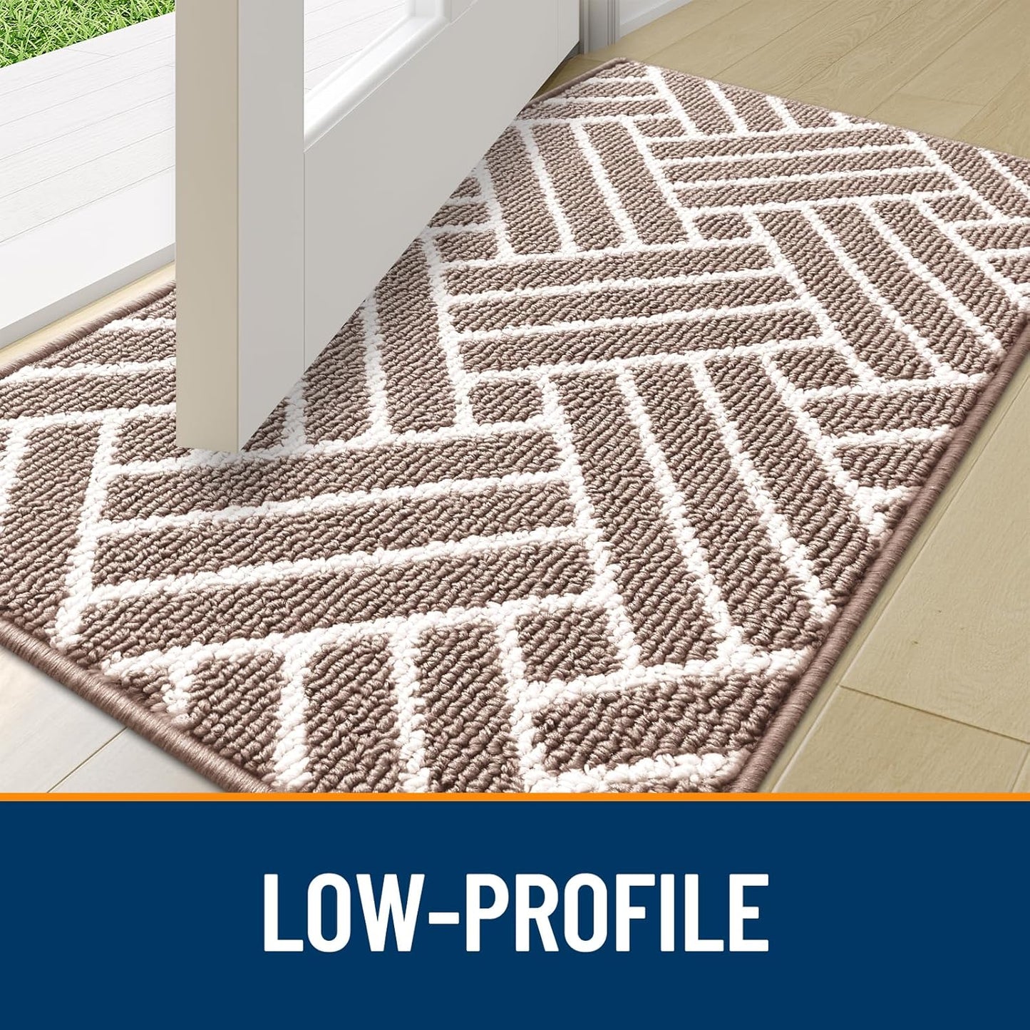 OLANLY Runner Indoor Door Mat, 47x23 Inch, Dirt Resistant and Absorbent, Non-Slip Rubber Backing Floor Mats, Easy Clean Low-Profile Doormat for Entryway, Front Door, and Inside Entrance, Brown