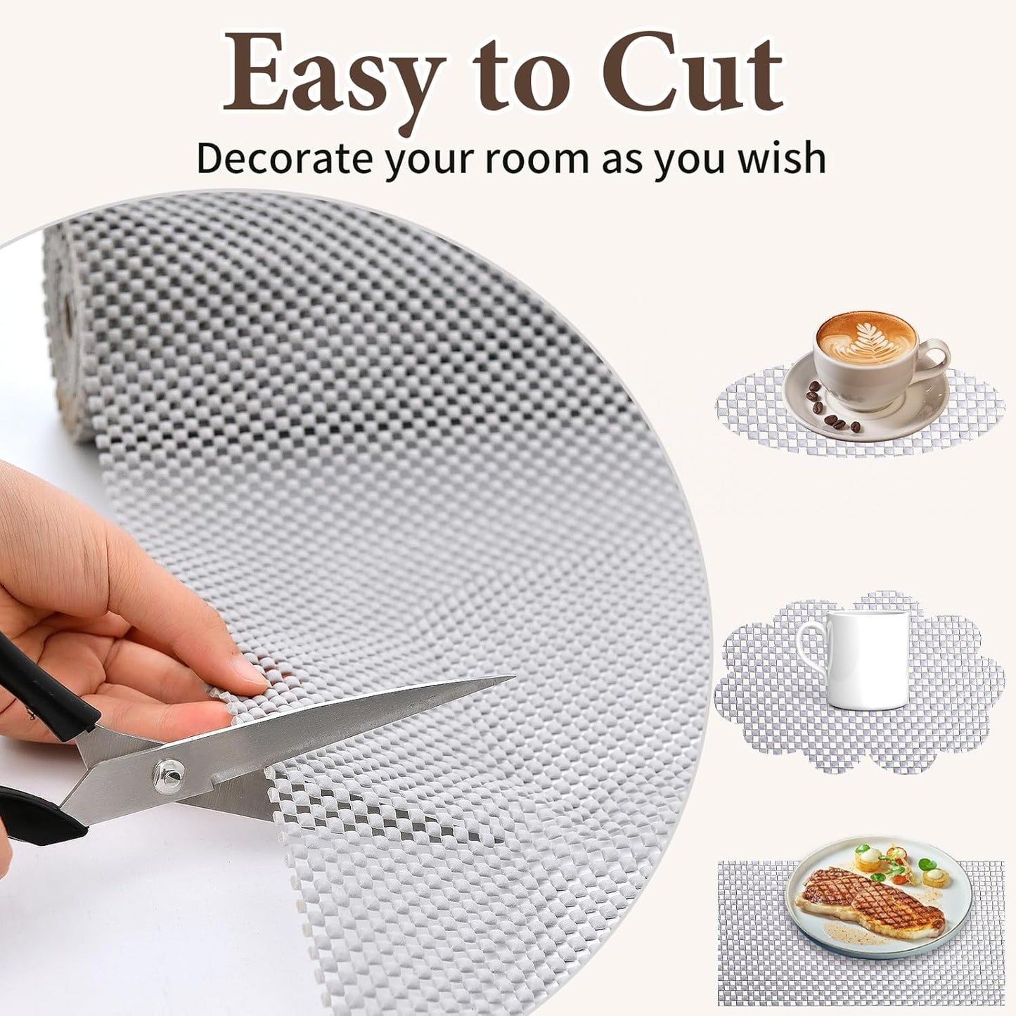 Shelf Liners for Kitchen Cabinets Non Adhesive Shelf Liner Paper Non-Slip Thickened Drawer Liner Easy to Clean for Tool Box Refrigerator Grey 17.3 x 236.2 in