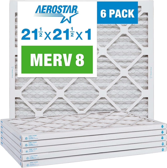 Aerostar 21.5x21.5x1 MERV 8-6 Count - High Efficiency Pleated HVAC, Furnace & Air Conditioner