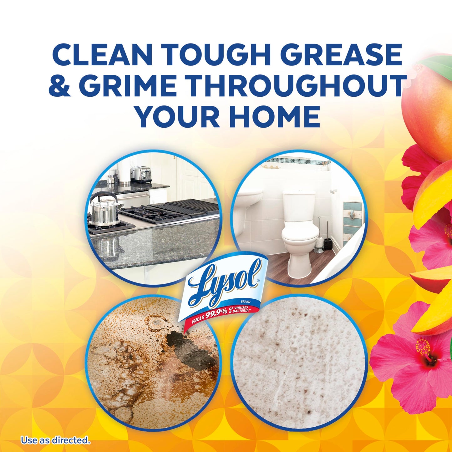 LYSOL Bathroom Cleaner Spray, Foaming Cleaner for Bathrooms, Showers, and Tubs, Mango & Hibiscus