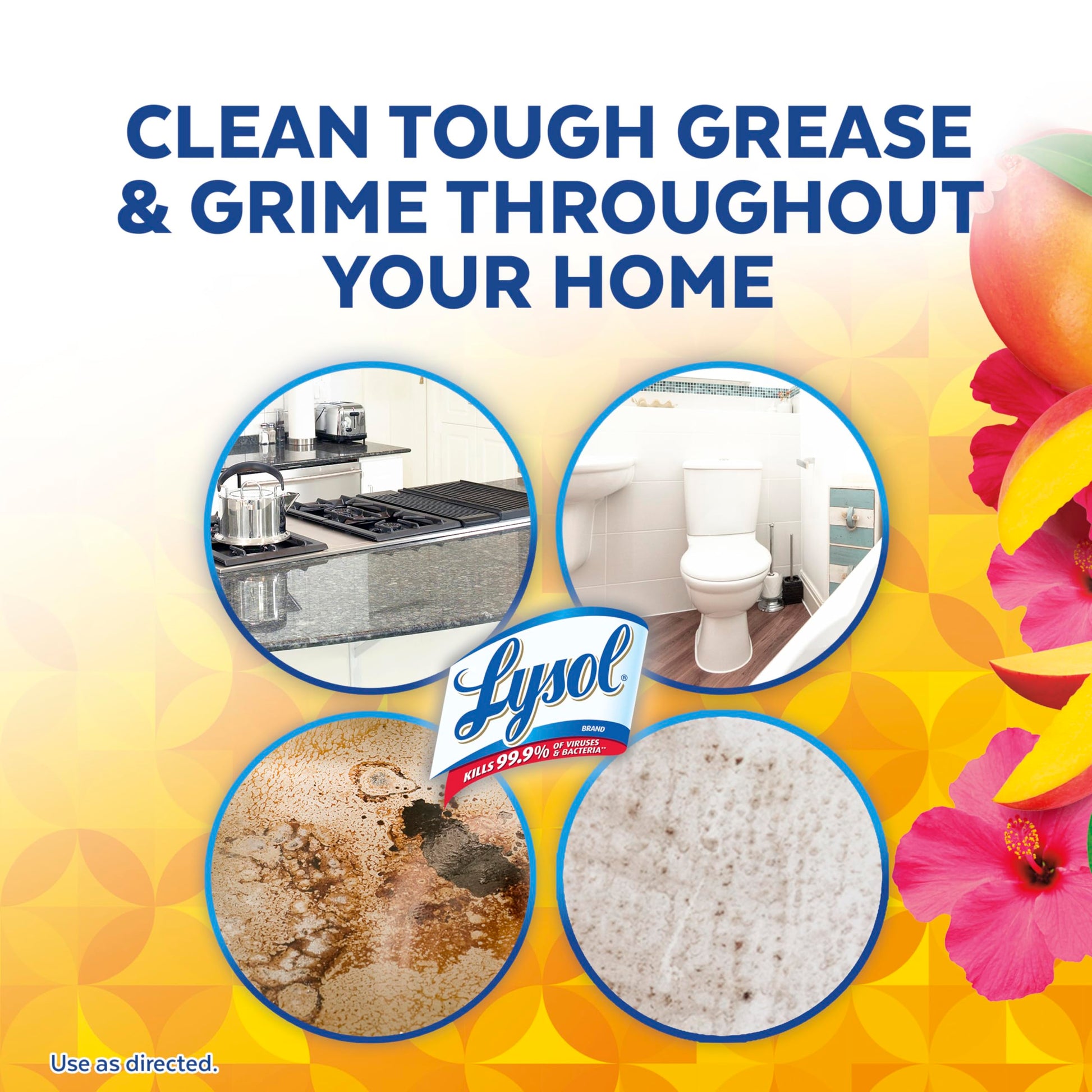 LYSOL Bathroom Cleaner Spray, Foaming Cleaner for Bathrooms, Showers, and Tubs, Mango & Hibiscus