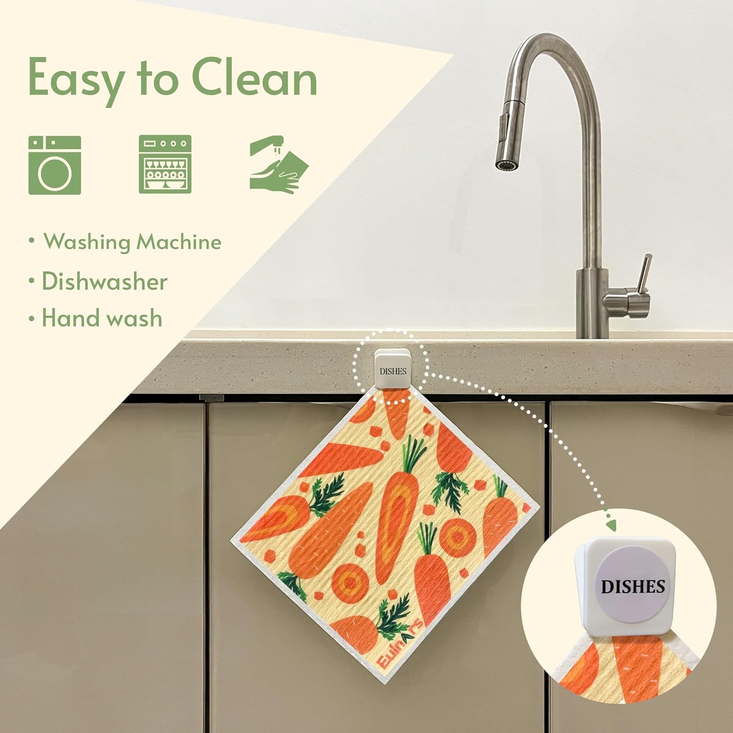 Reusable Paper Towels, Swedish Dishcloths for Kitchen 8-Pack, Non-Scratch Swedish Dish Towels, Super Absorbent Cellulose Dish Cloths, No Odor Dish Rags