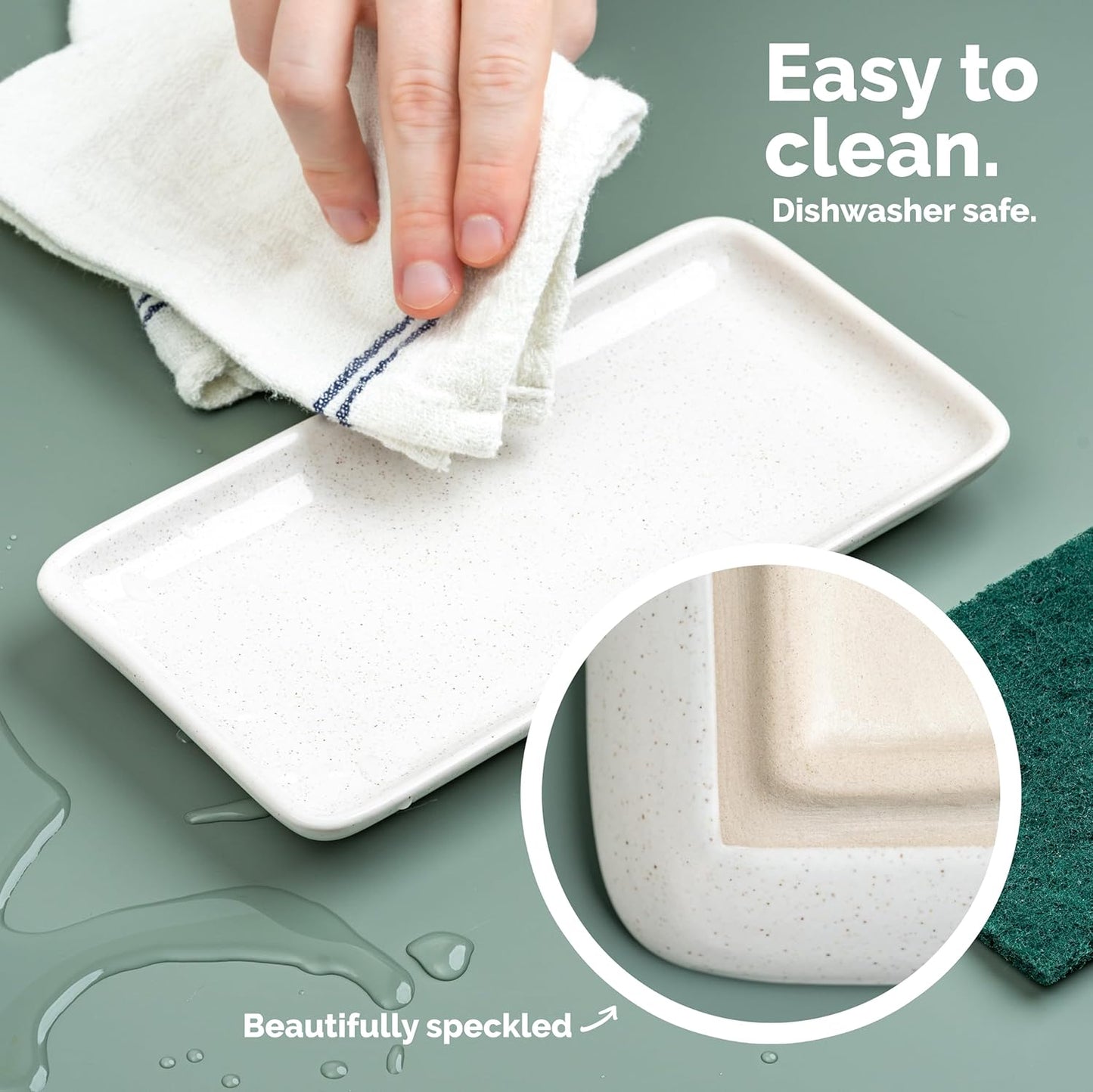 Vine Creations Glass Soap Dispenser, 2 Pack Kitchen Soap Dispenser Set with Ceramic Tray, Stainless Steel Pump, Dish Soap Dispenser for Kitchen, Hand Soap Dispenser Bathroom with Waterproof Labels