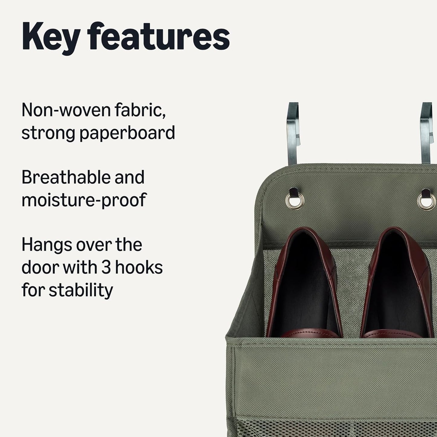 Amazon Basics 5 Tier Over the Door Organizer, Large, 6.4 x 54.5 x 14.9 in, Dark Grey