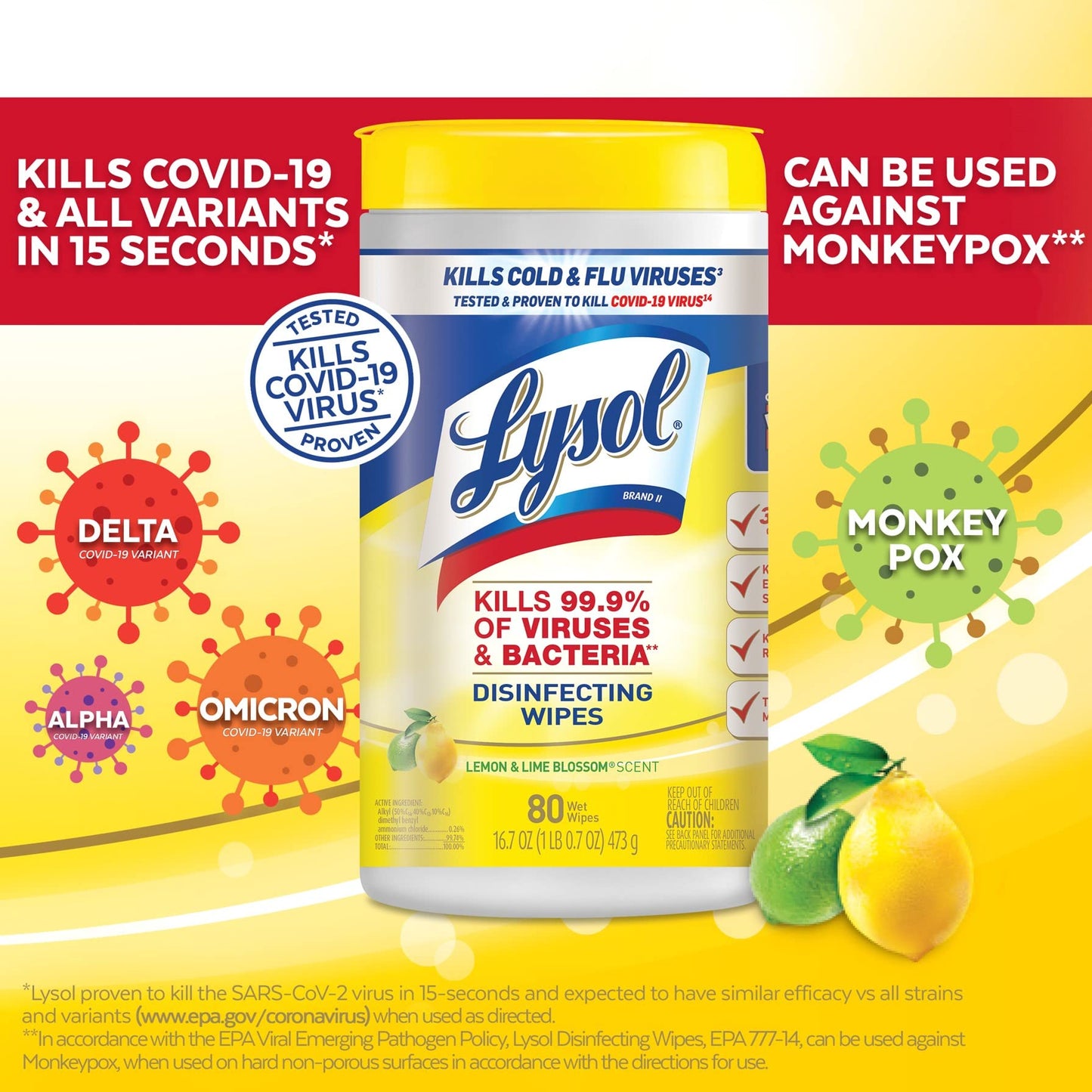 Lysol Disinfectant Wipes, Multi-Surface Antibacterial Cleaning Wipes, For Disinfecting and