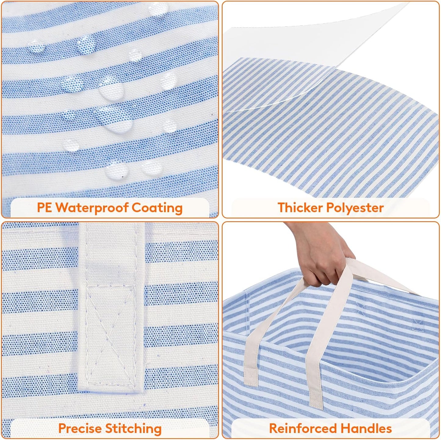 Lifewit 2 Pack Laundry Hamper Large Collapsible Laundry Baskets, Freestanding Waterproof Clothes Hamper with Easy Carry Handles in Laundry Room Bedroom Bathroom College Dorm for Adults, Blue, 2 x 80L