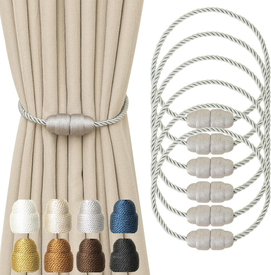 Magnetic Curtain Tiebacks Rope Curtain Tie Backs for Curtains 6 Pack Curtain Holders for Drapes
