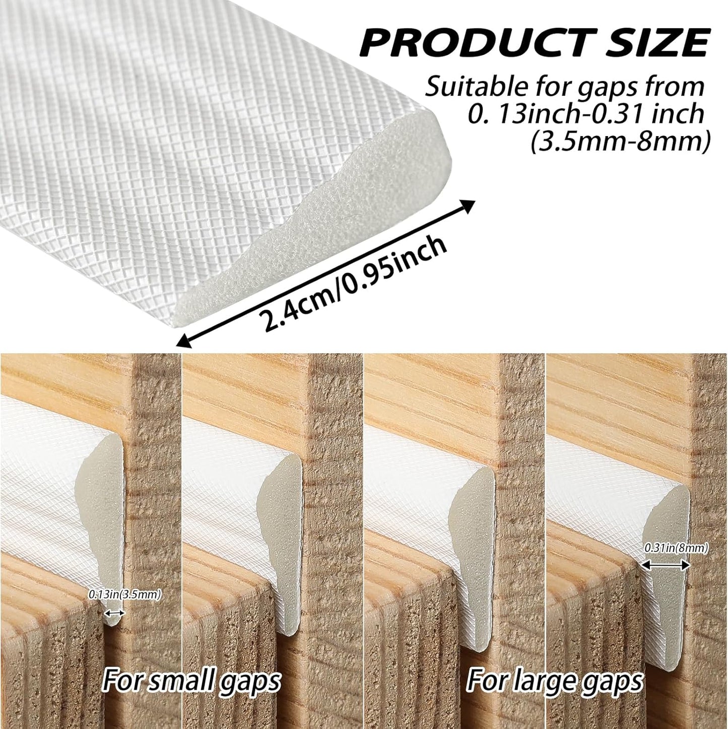 QDiShi 118" Wedge-Shape Weather Stripping Door Seal Weatherproof Foam Seals Self Adhesive Insulation Anti-Collision Strip Soundproofing Frame Insulation Tape Fits 0.13-0.31" Gaps(White)