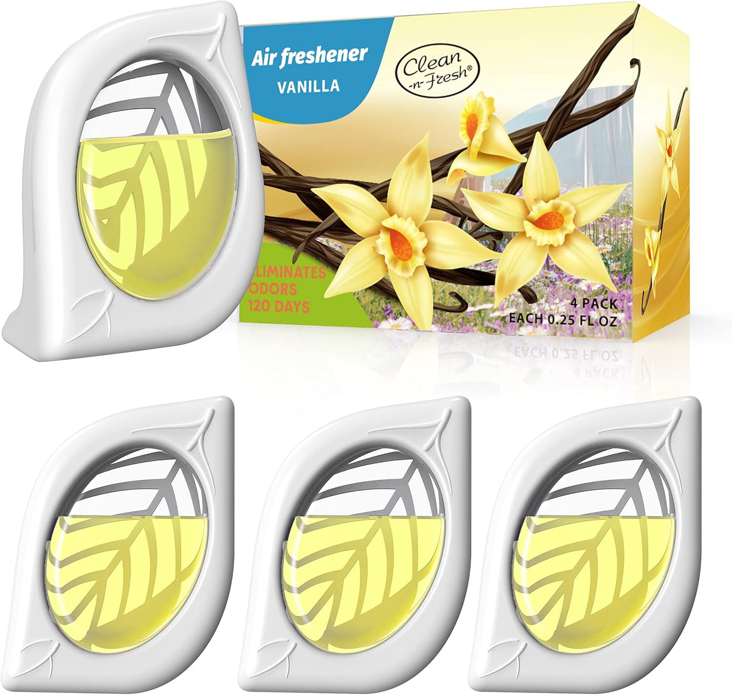 Air Freshener for Home, 4 Pack, Vanilla, Odor Eliminator for Small Area Closets Bathroom Pets Strong Odor, Up to 120 Days