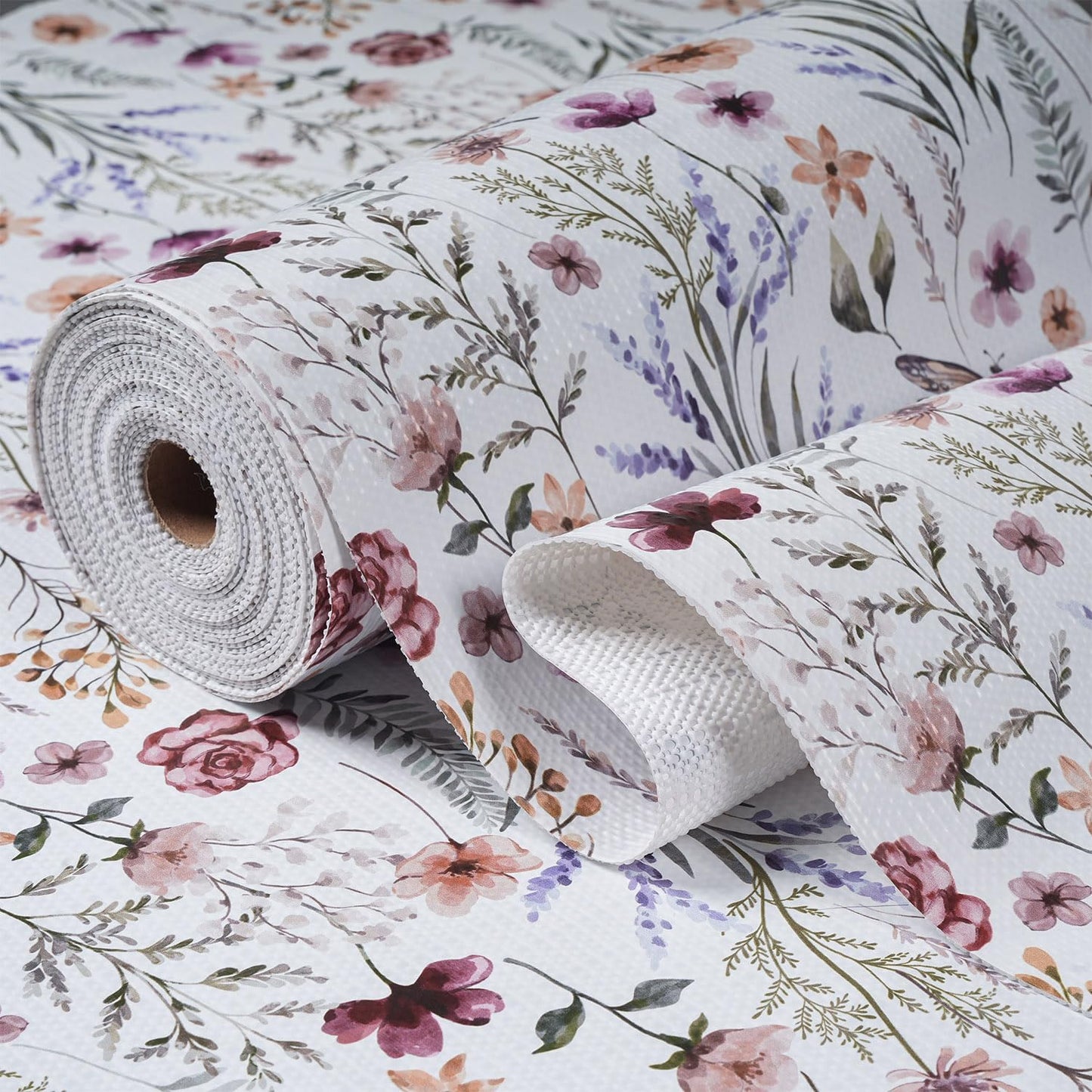 Floral Drawer and Shelf Liner for Kitchen Cabinets,16IN x 20FT Non-Adhesive and Strong Non-Slip Cabinet Drawer Liners for Kitchen Shelf, Waterproof Cupboard Liners,Easy to Clean