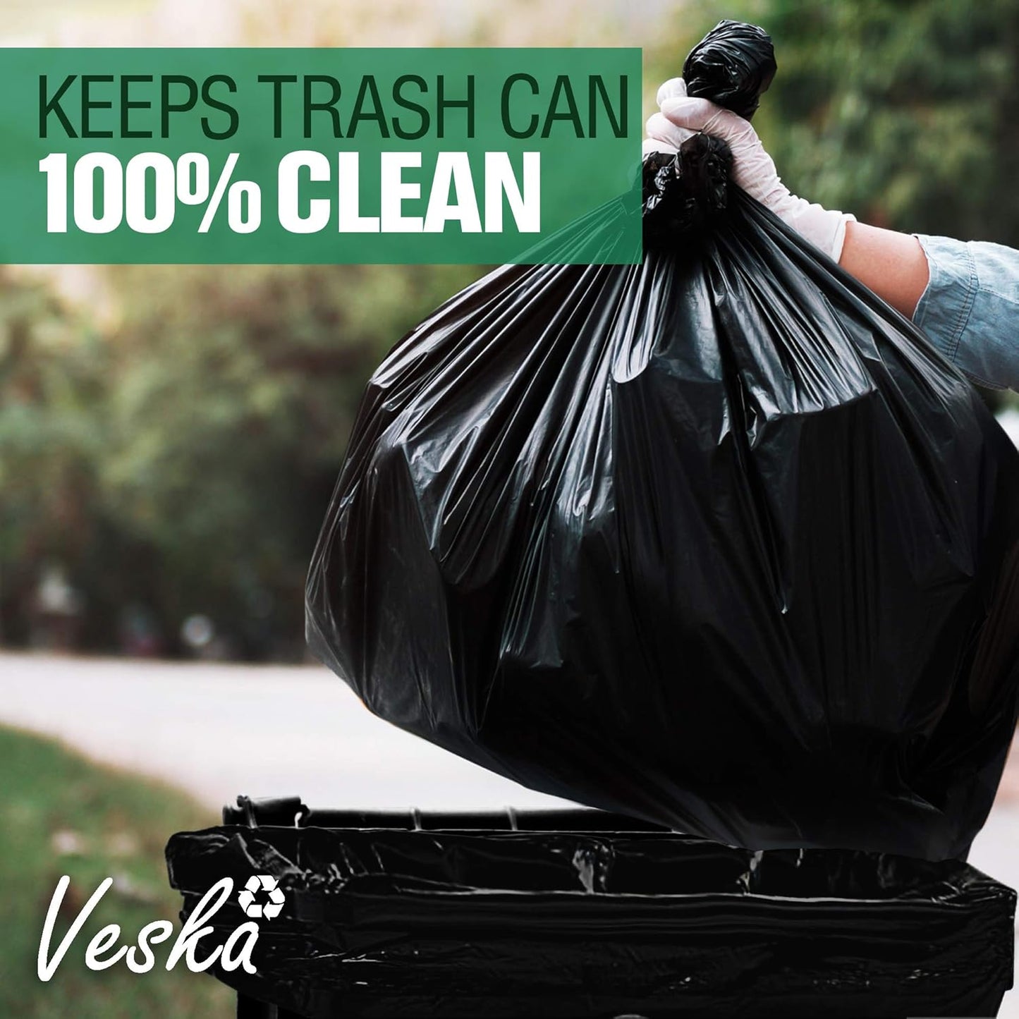 Veska 95-96 Gallon Trash Bags Heavy Duty (Huge 50 Bags W/Ties) 95-96 Gallon Trash Bags Large Black Heavy Duty Can Liners, Large 90-100 Gallon Garbage Can Liners