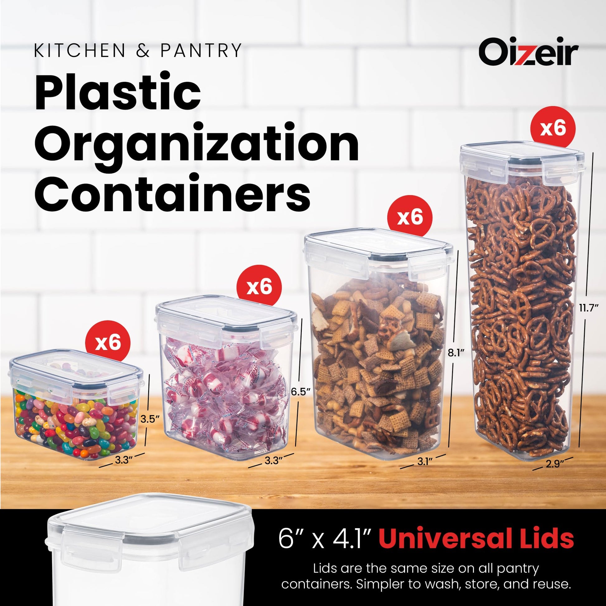 Oizeir Airtight Food Storage Containers with Lids 24-Pack, Pantry Kitchen