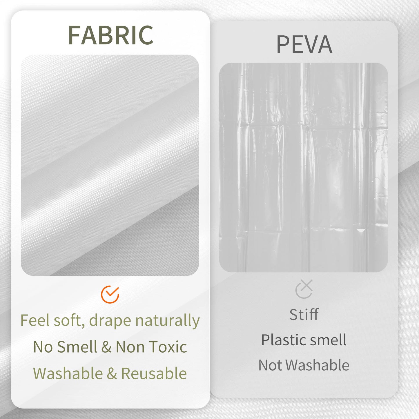 ALYVIA SPRING Extra Long Waterproof Fabric Shower Curtain Liner White 72x84