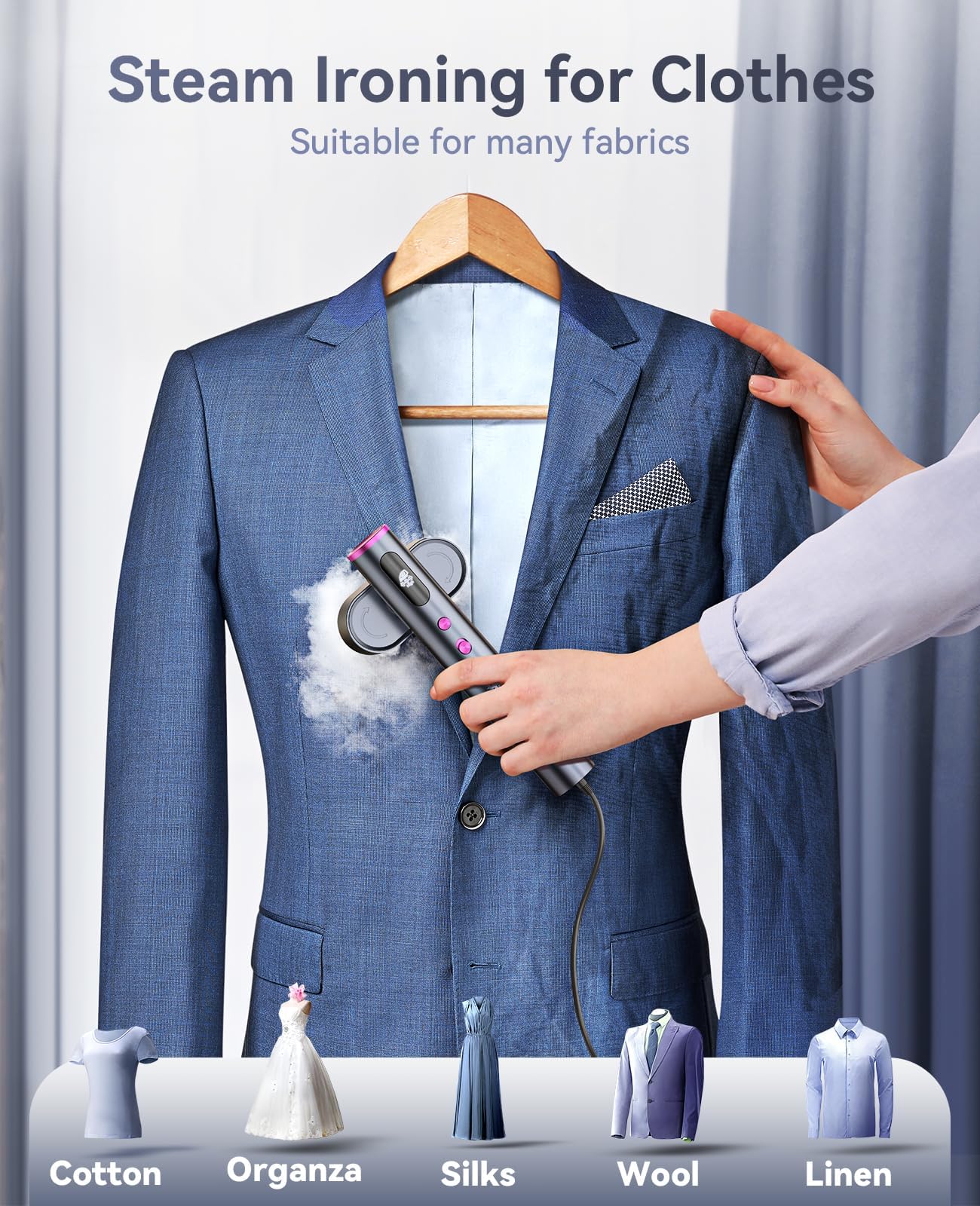 Jack ＆ Rose Travel Steamer for Clothes,100-220V Portable Iron,15s Heat Up,Steamer ＆ Iron 2 In 1