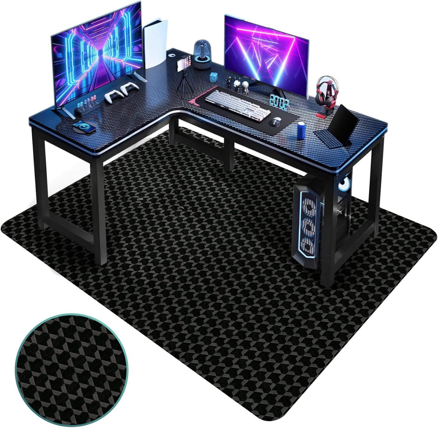 Vicwe Office Chair Mat for Hardwood Floor, 63" x 51" Large Office Chair Mat, Gaming Chair Mat for Hardwood, Easy Glide for Chairs, Multi-Purpose Floor Protector Desk Chair Mat for Home Office