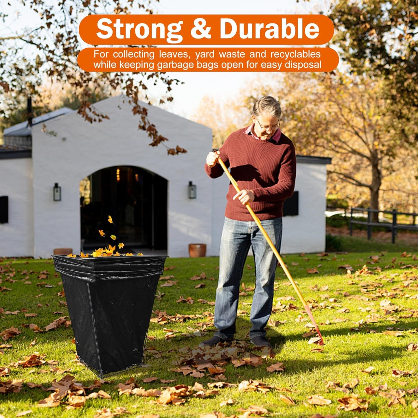 Metal Trash Bag Holder - Garbage Bag Holder Frame Holds 30-45 Gallon Plastic Bags-Multi-Use Outdoor Leaf Bag Stand for Yard Camping Garden Lawn Party Supplies (2pcs)