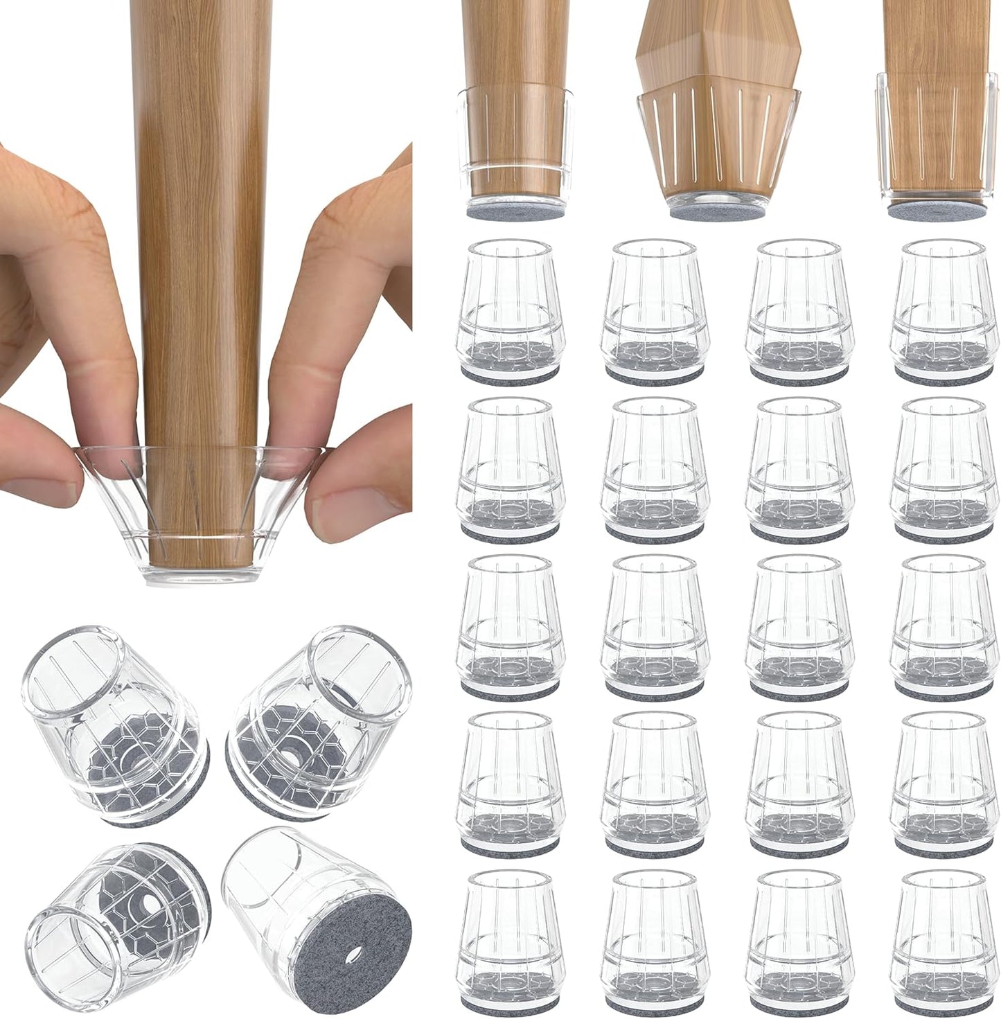 24PCS Extra Small Silicone Chair Leg Floor Protectors for Hardwood Floors, Thicken Rubber Chair Leg Cap Covers, Non Slip Furniture Leg Pads to Protect Wood Tile Floors from Scratches and Reduce Noise