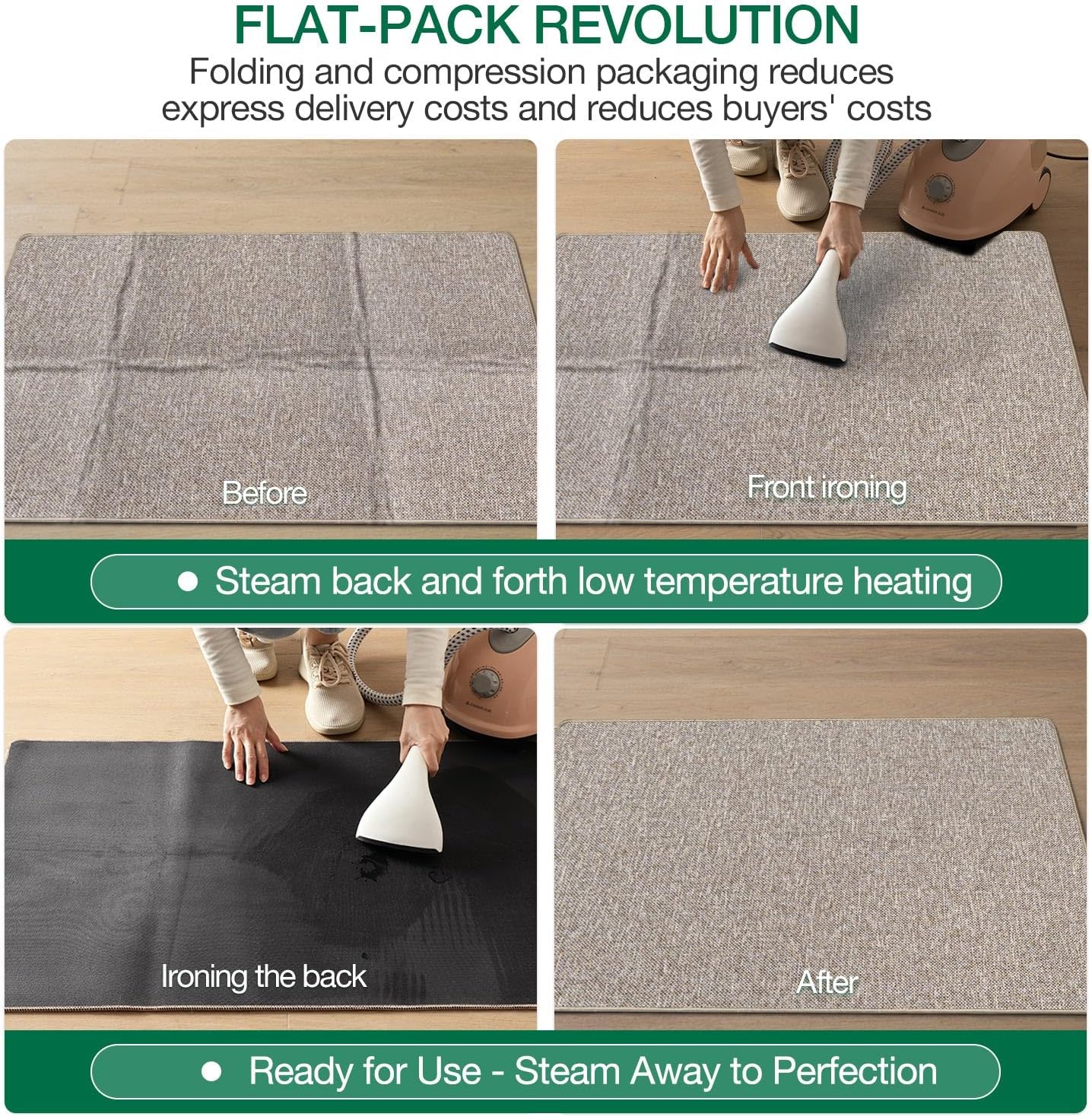 LUMI Ultra Thin Door Mat for Entryway, Low Profile Non Slip Rubber Backing Indoor Doormat, Easy Clean Welcome Entrance Mat for Inside House, Patio, Khaki 20"x32"