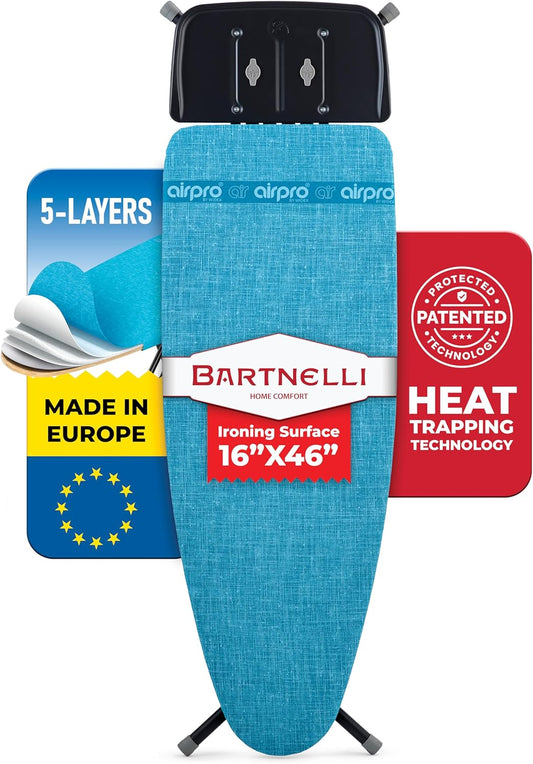 Bartnelli Next-Generation Innovative Wooden Top Ironing Board, with Breakthrough Patented 5-Layered
