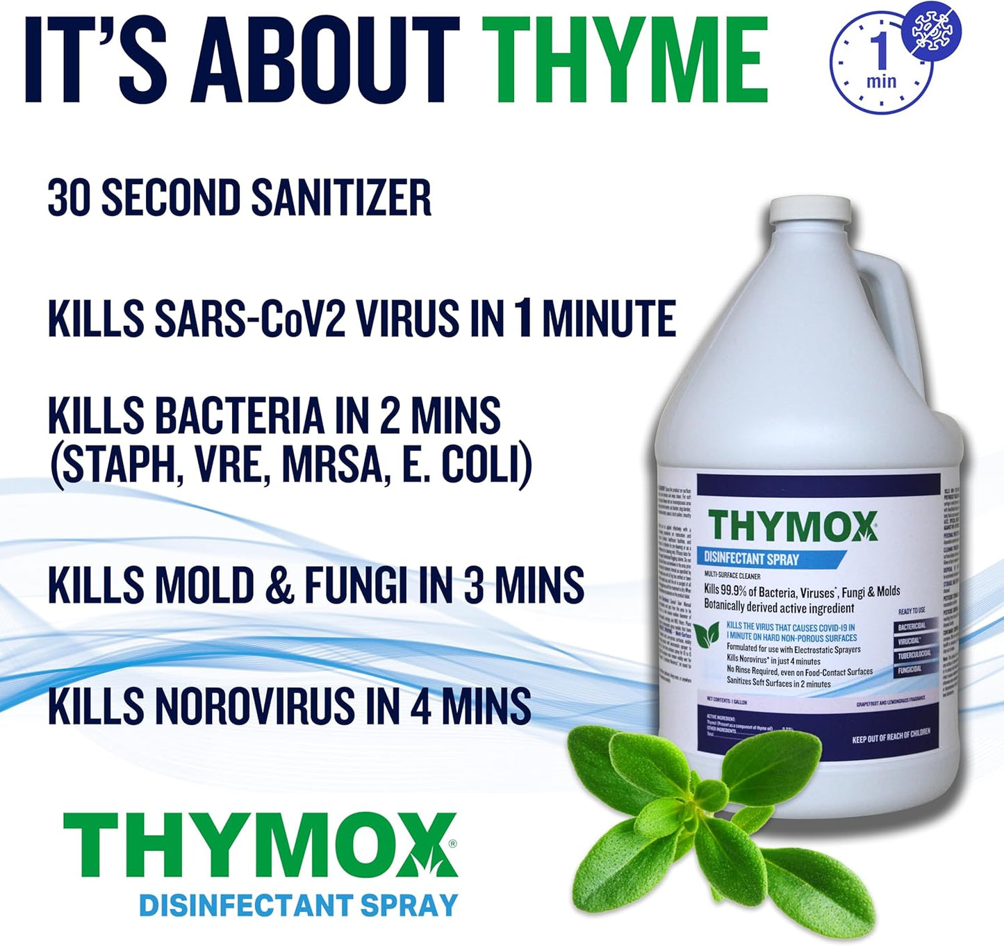 1 Gallon Botanical Disinfectant - All Natural Cleaner Mold Remover, Multipurpose Cleaner, Mold Killer - Ideal for Restoration Jobs and Water Damage, Pet Friendly Natural Disinfectant