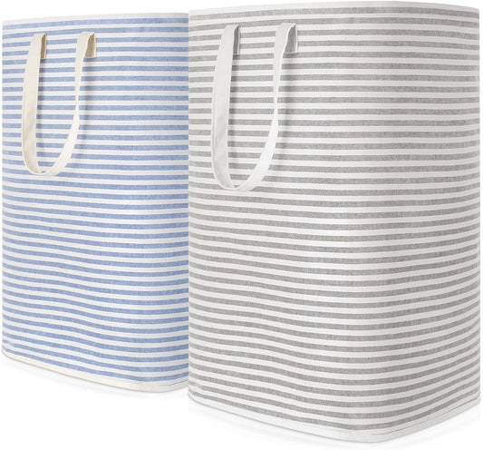 Lifewit 2 Pack Laundry Hamper Large Collapsible Laundry Basket, Freestanding Waterproof Cloth Hamper with Easy Carry Handles in Laundry Room Bedroom Bathroom College Dorm for Adult, Grey&Blue, 2 x 80L