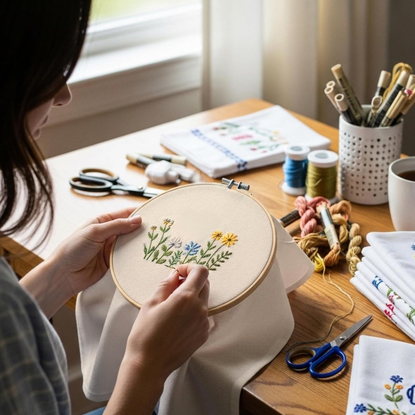 WHITEWRAP Flour Sack Towels| Tea Towel for Crafts| Kitchen Dish Cotton Blank Towel for Embroidery|Baking Bread Proofing Linen Cover| Thick Absorbent Quick Dry| 2 Pack 18"x28" Natural