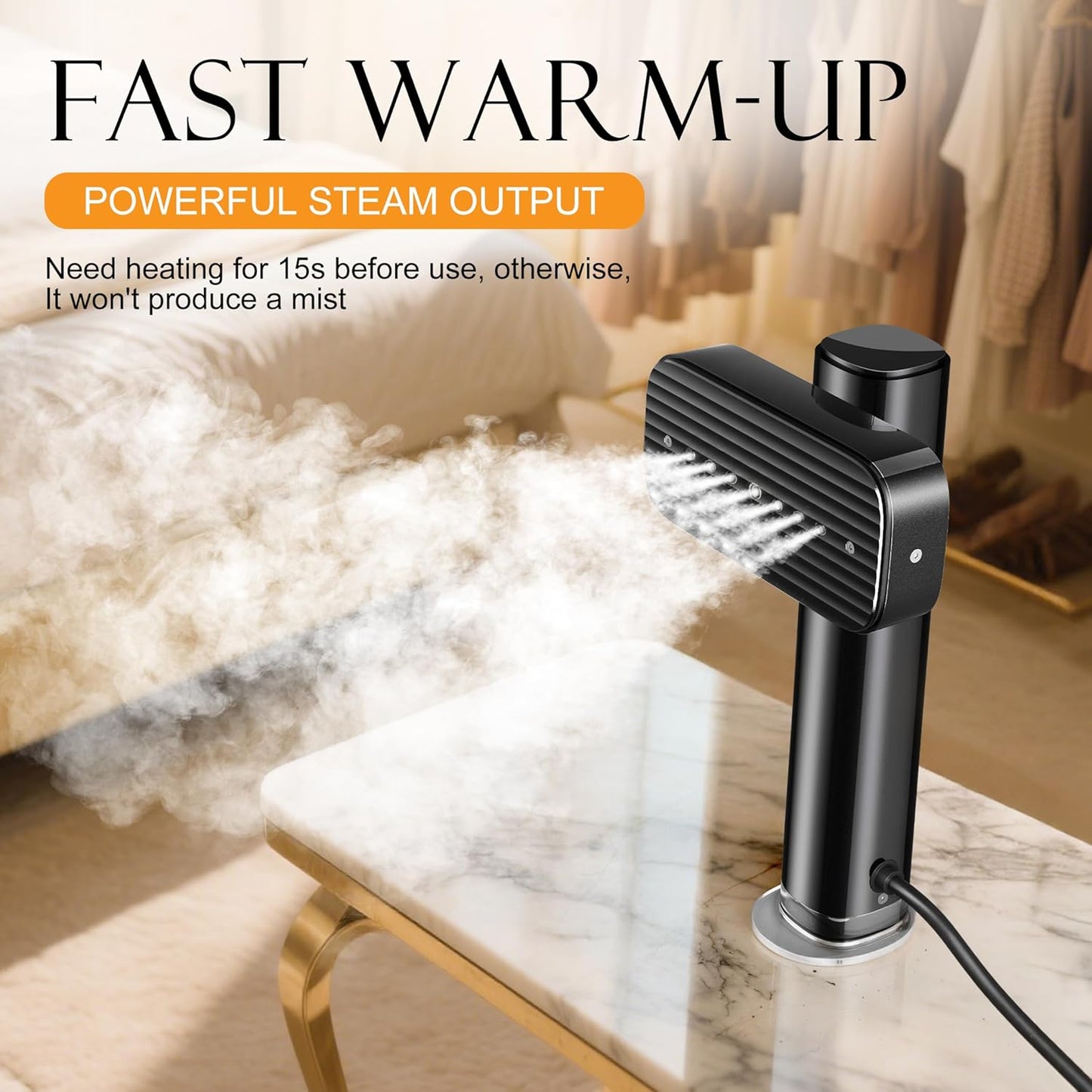 Steamer for Clothes, Portable Handheld Garment Steamer for Fabric Wrinkles Remover, 15s Fast Heat-up, 90ml Water Tank with Heat-Resistant Gloves, Convenient clothes steamer for Home, Office and Travel