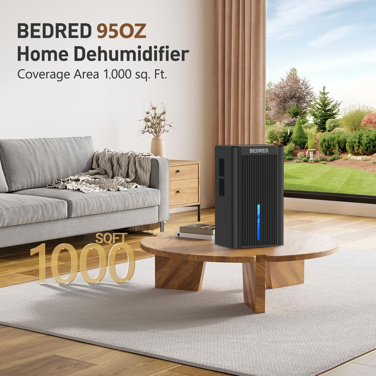 BEDRED Dehumidifier, 95OZ Dehumidifier for Home 1000 sq ft - Quiet with Auto Shut Off & Relaxing 7