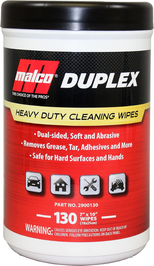 Malco Duplex Heavy Duty Cleaning Wipes for Home and Auto - Dual Sided Textured, Wet Wipe/Removes