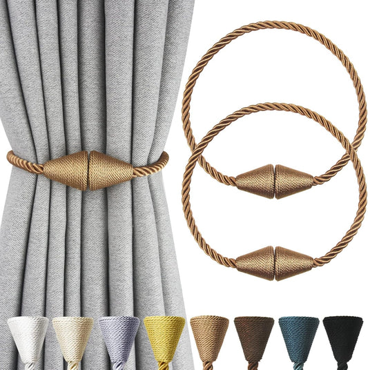 2 Pack Magnetic Curtain Tiebacks Rope Modern Handmade Curtain Tie Backs Decorative Drapes Weave
