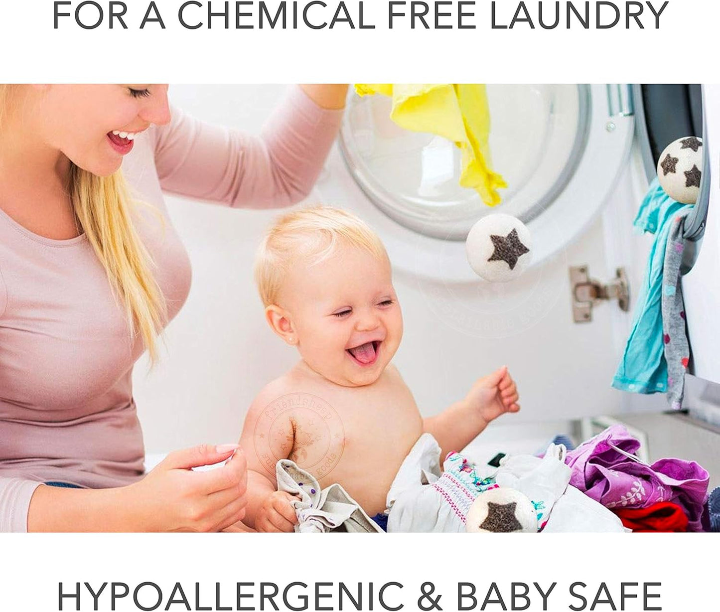 Wool Dryer Balls by Friendsheep 6 Pack XL Organic Premium Reusable Cruelty Free Handmade Fair Trade No Lint Fabric Softener Brown Sheep "Flock of Friends"