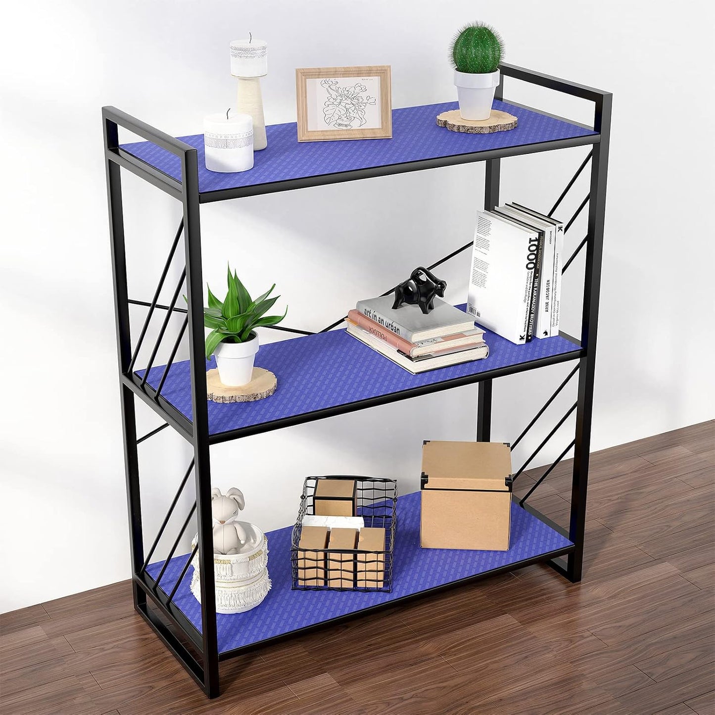 Shelf Liners for Kitchen Cabinets Refrigerator Liners Waterproof Plastic Kitchen Cupboard Liner Non Adhesive Drawer Mats EVA Material Fridge Liner for Shelves - Blue 11.8 x 118 Inches