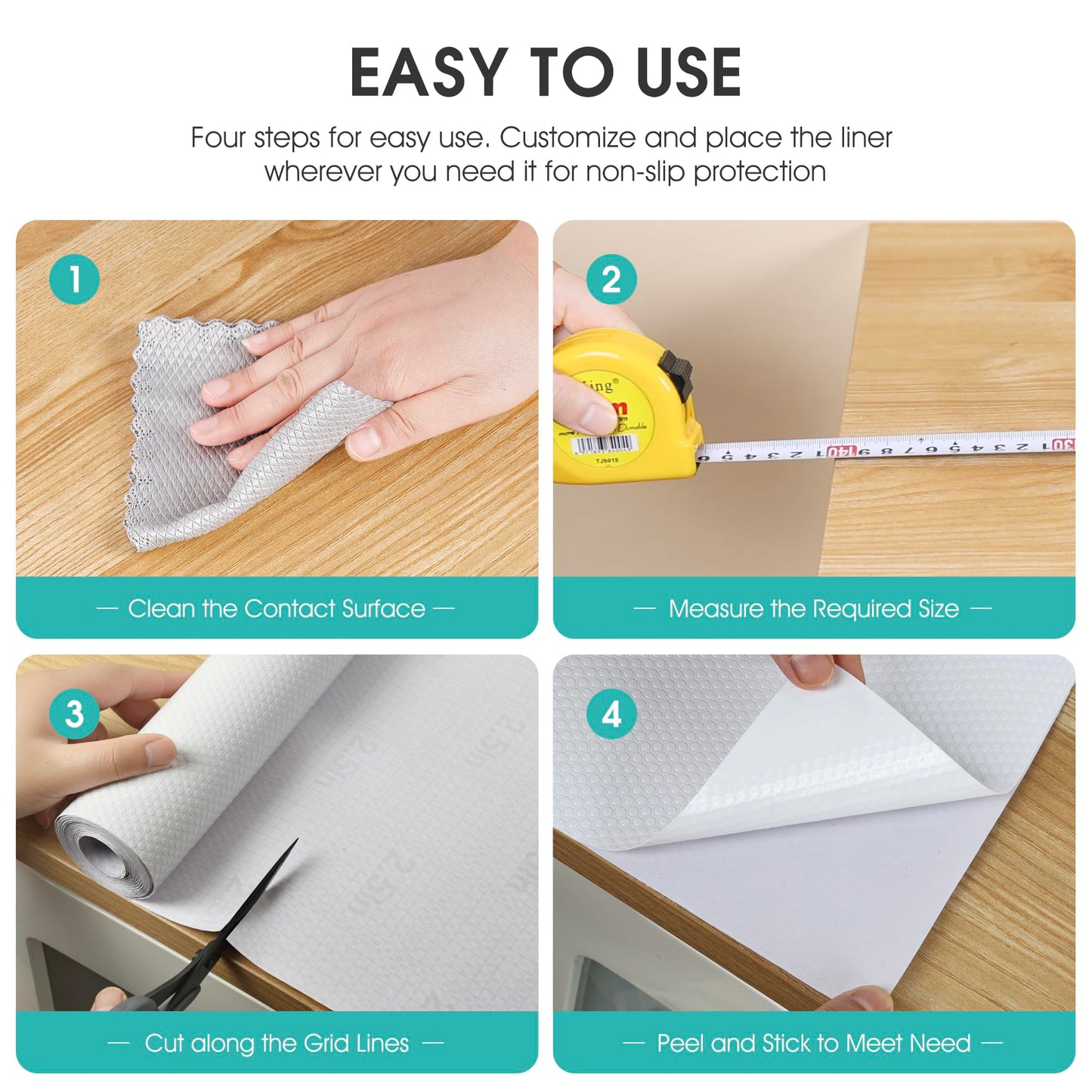 Cabinet Shelf Liner Peel and Stick: Self Adhesive Cabinets Paper - 15.7 in x 12 FT Non-Slip White