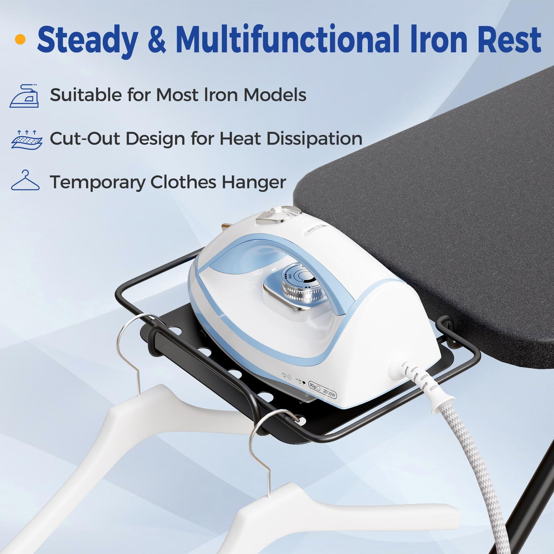 BEWISHOME Ironing Board Full Size 43x13, Compact Iron Board with Iron Rest