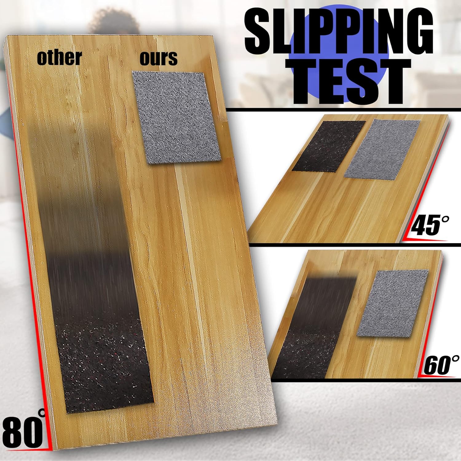 Non Slip Rug Pad Grippers - 8x10, 1/4" Thick, Felt + Rubber Double Layers Area Carpet Mat Tap