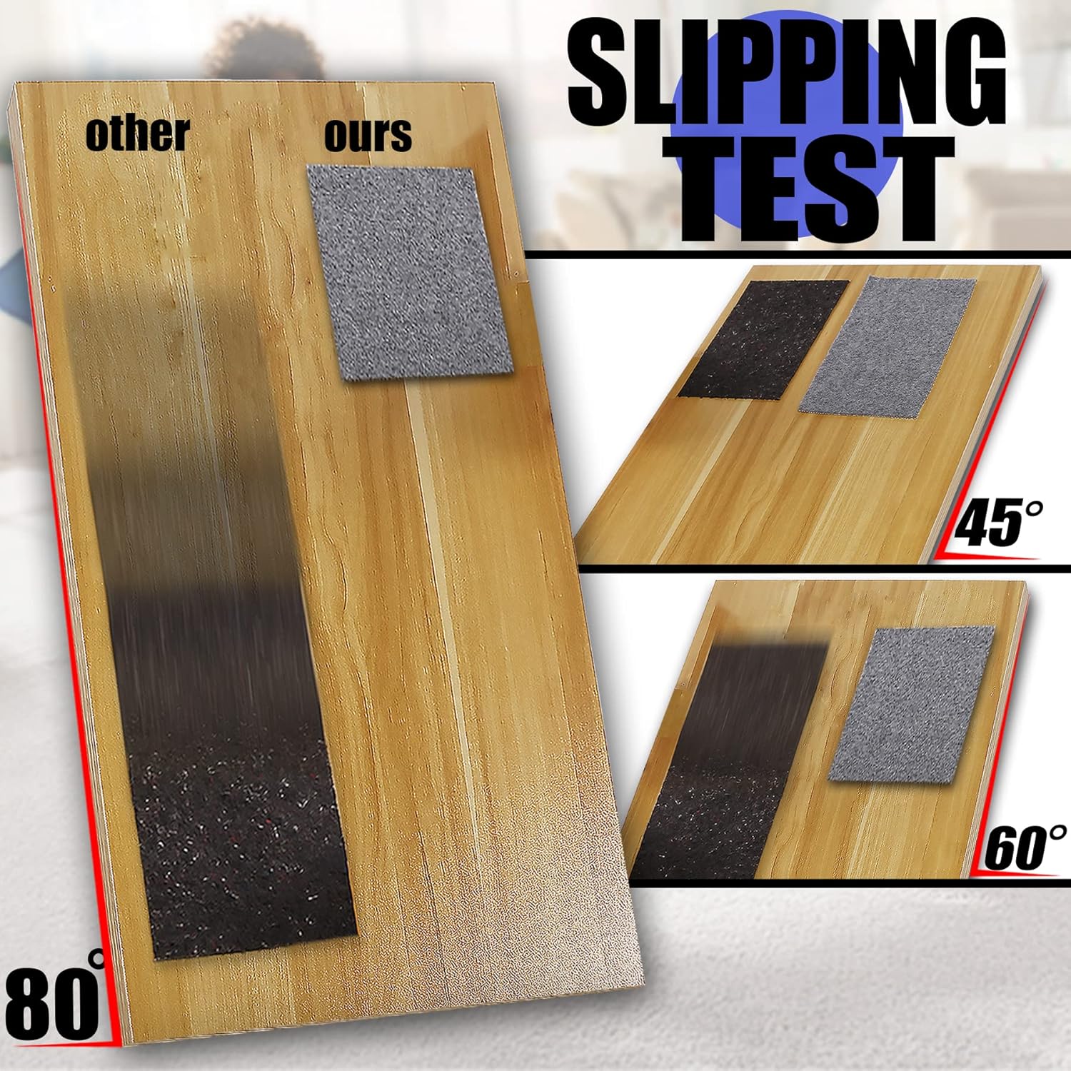 Non Slip Rug Pad Grippers - 2x8, 1/4" Thick, Felt + Rubber Double Layers Area Carpet Mat Tap