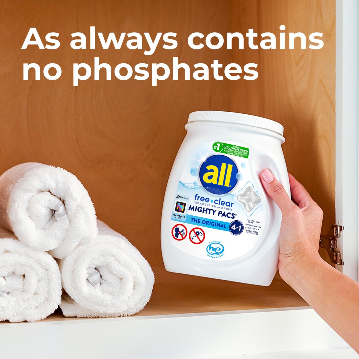 all Unit Dose Laundry Detergent, Mighty Pacs, Free Clear, 60 Count