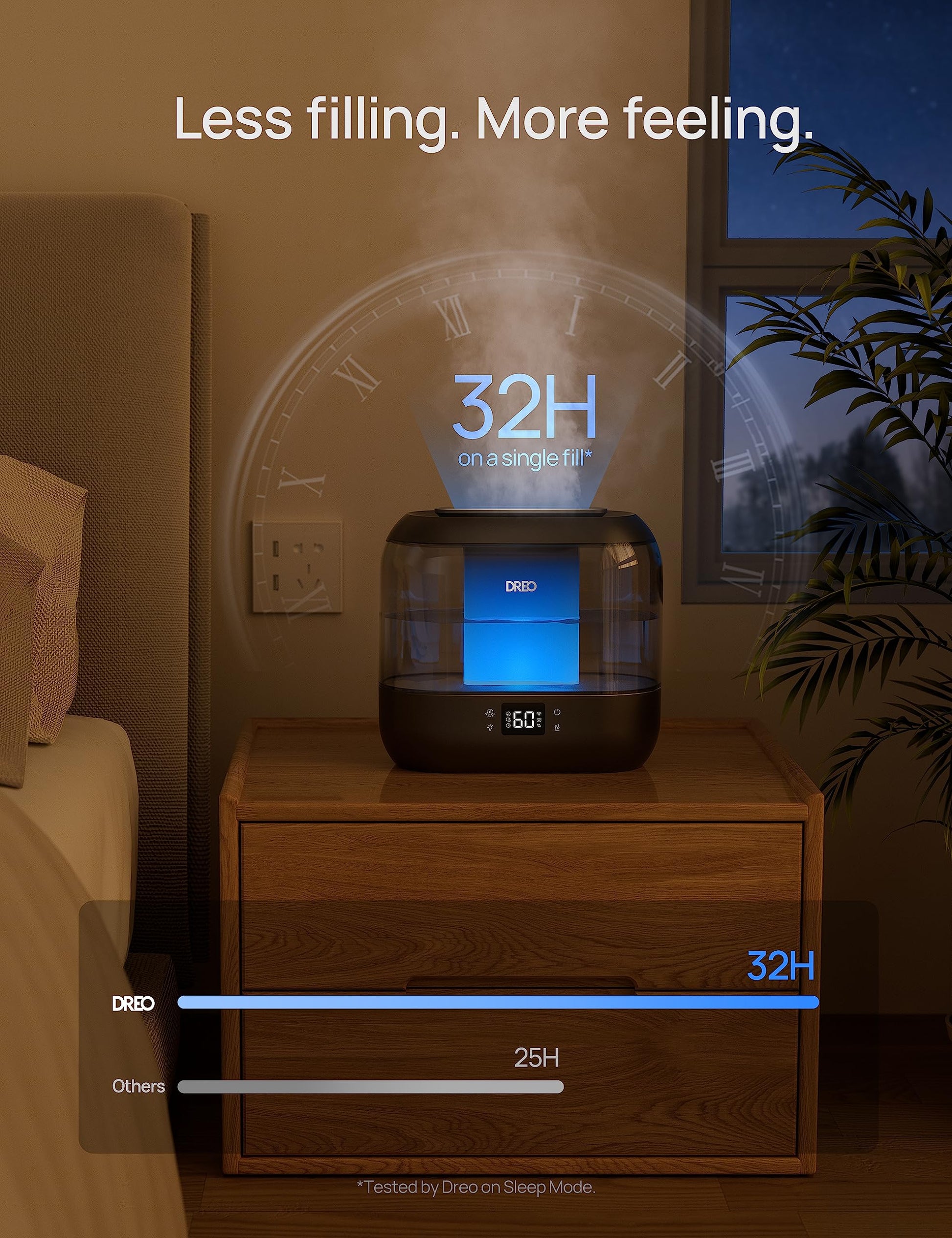DREO Smart Humidifiers for Bedroom, 4L Cool Mist Humidifier