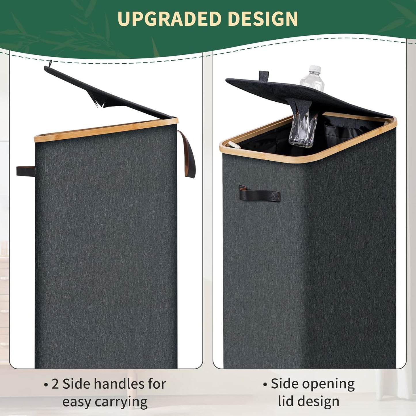 Recycling Bin for Kitchen Indoor Home 26 Gallon, 100L Recycle Bin with Removeable and Reusable Inner Bag, Recycling bin with lid for Bottles Cans Glass Plastice Cartons (Dark Gray)