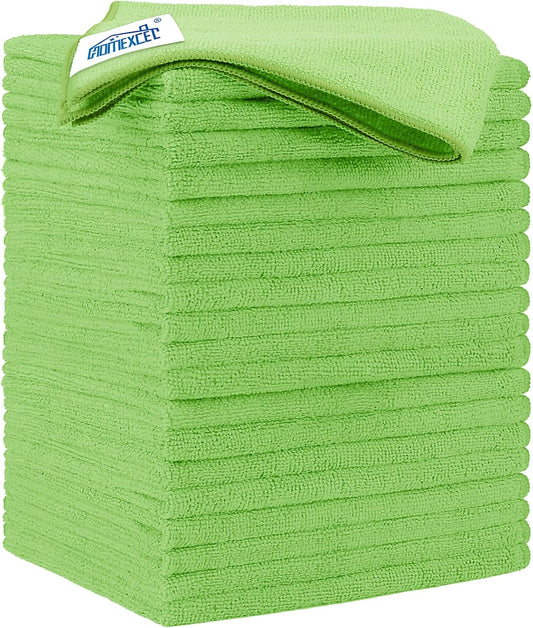 HOMEXCEL Microfiber Cleaning Cloth 20 Pack 11.5 x 11.5 Inch Microfiber Towels for Cars Ultra Absorbent Cleaning Rags Lint Free Cleaning Towels for Household Kitchen, Window Car Green