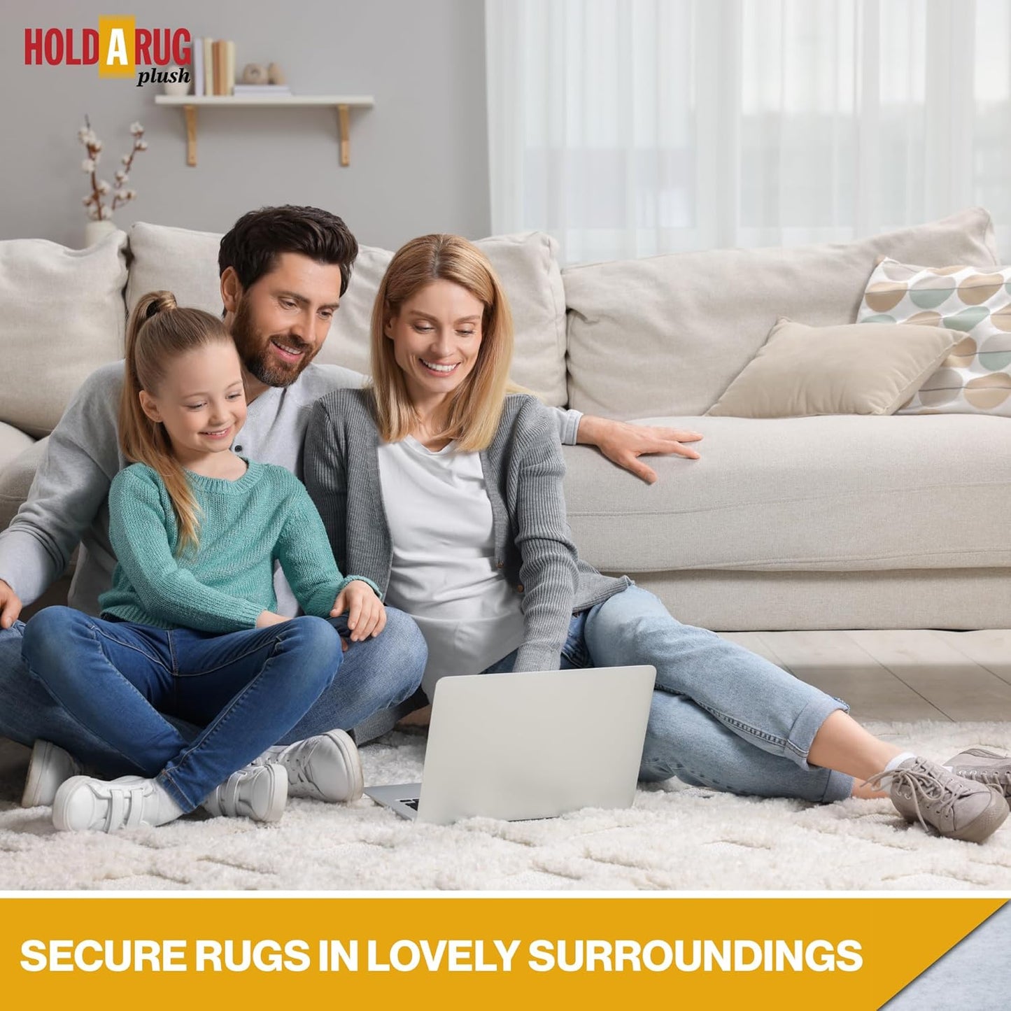 Hold-a-Rug Plush 2'6 x 16' Nonskid, Nonslip Rug Pad, Reversible Gripper, ¼ Thick, Safe for All Floors and Carpet, Keep Area Rugs Secure