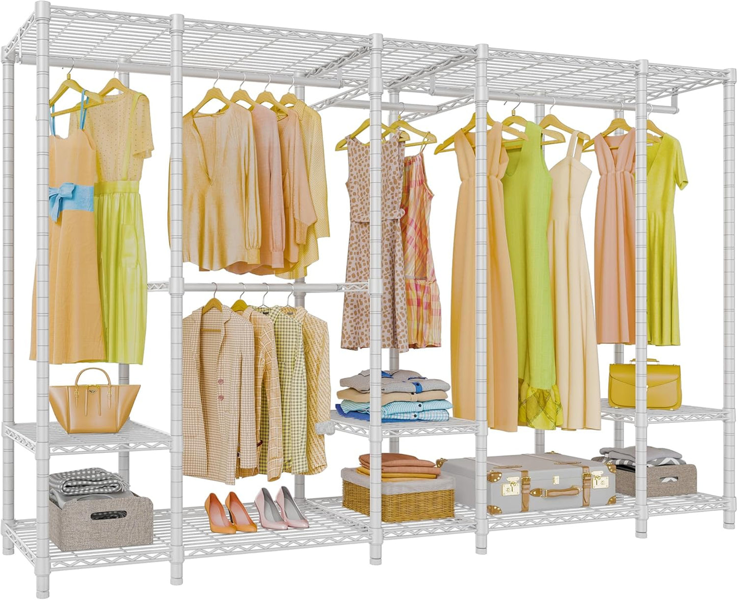 VIPEK V50 Extra Large Portable Closet Rack Bedroom Armoire Freestanding Wardrobe Closet, Heavy Duty Multi-Functional Metal Clothing Rack for Hanging Clothes, Max Load 1300lbs, White