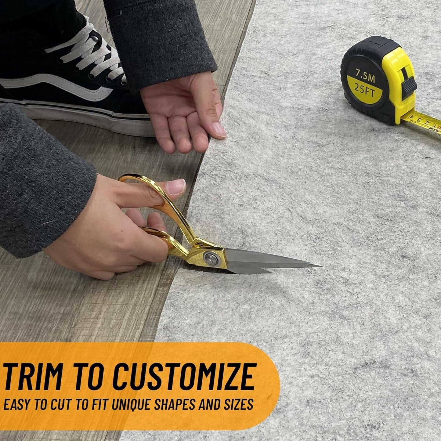 Ottomanson 2' x 7'8" Non-Slip Rug Pad Gripper 1/12 Inch Ultra Thin Dual Surface Felt + Rubber Gripper - Safe for All Floors, Cream