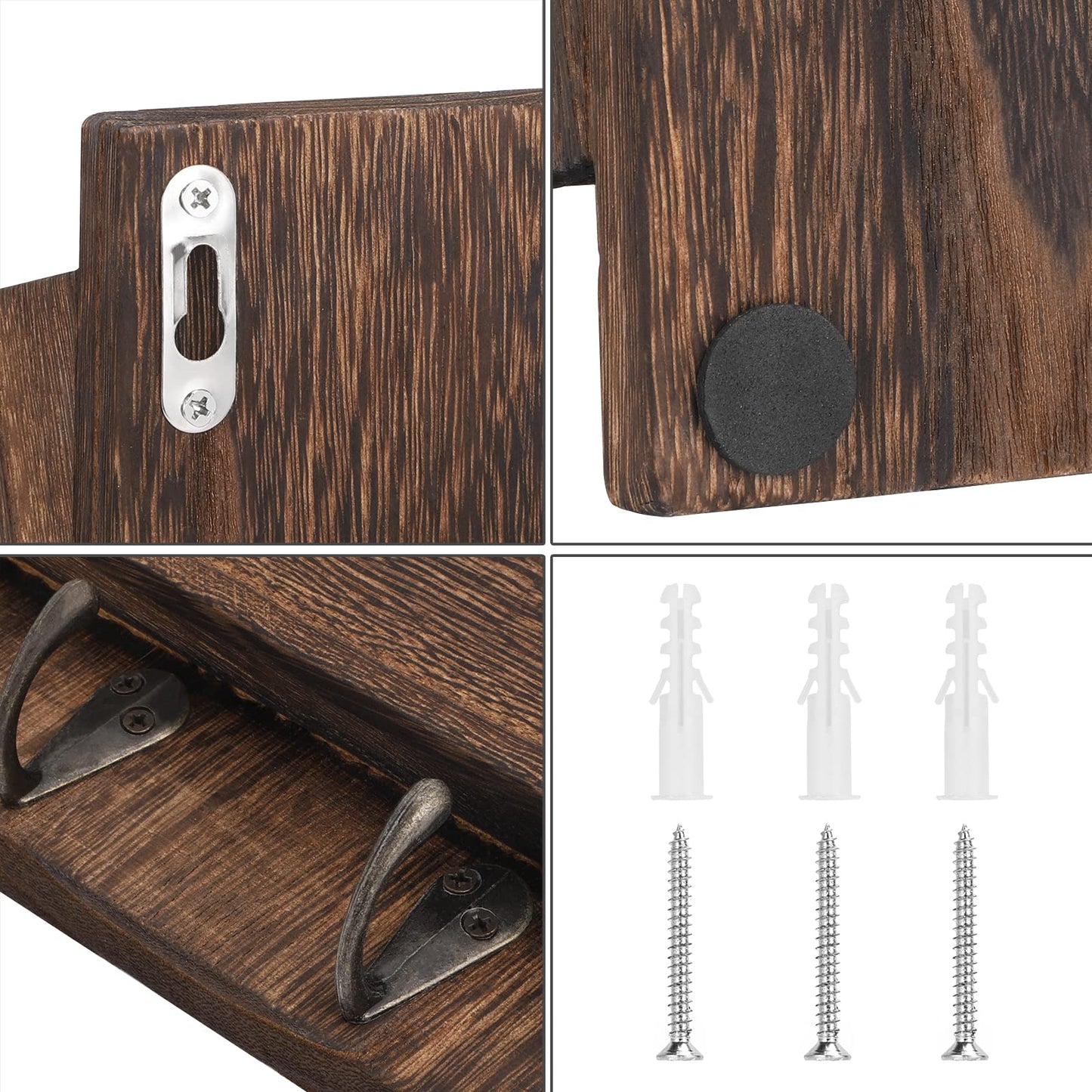MOOACE Mail Organizer Wall Mount, Wood Mail and Key Holder with Hooks